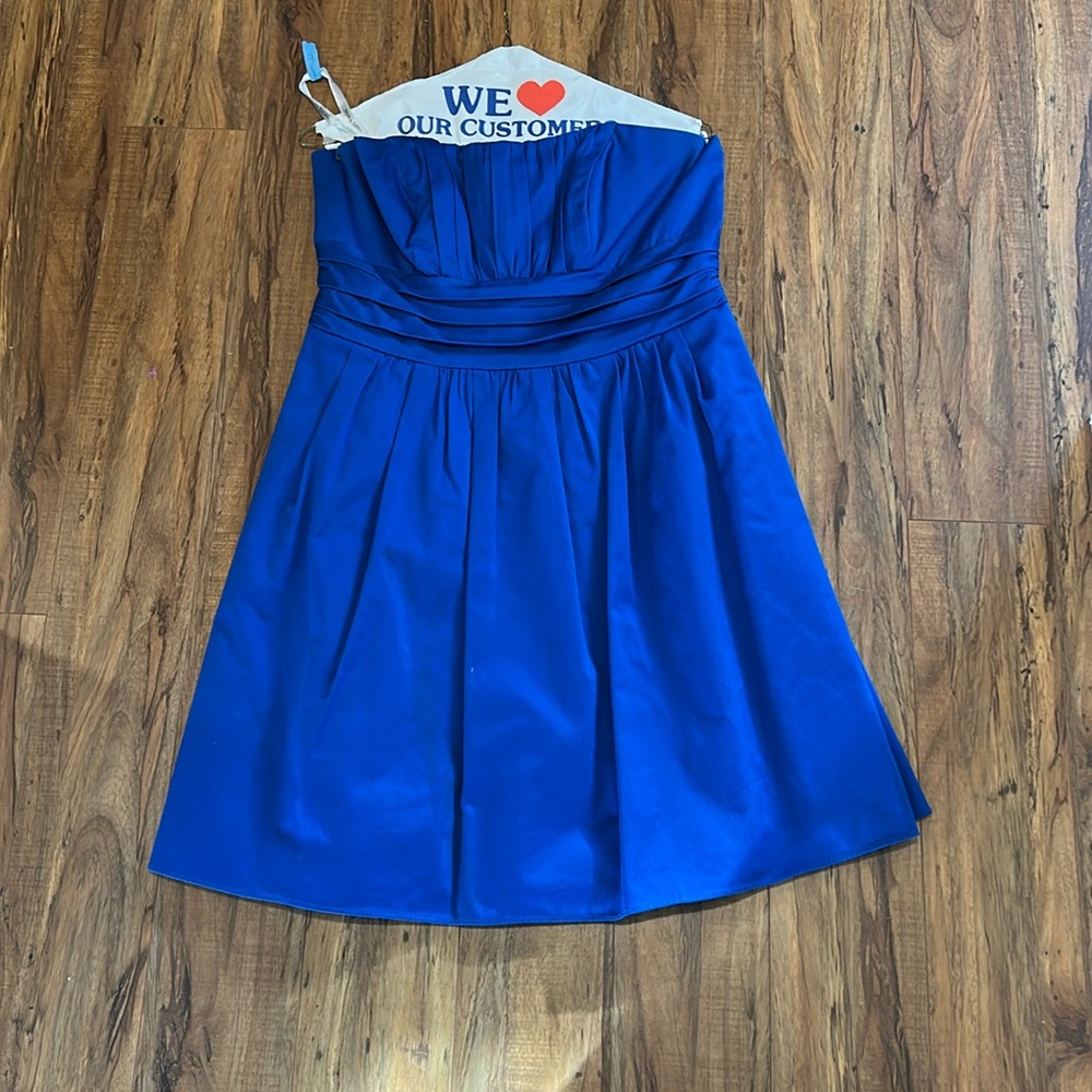 Royal Blue David’s Bridal strapless dress. Size 12. Unaltered.